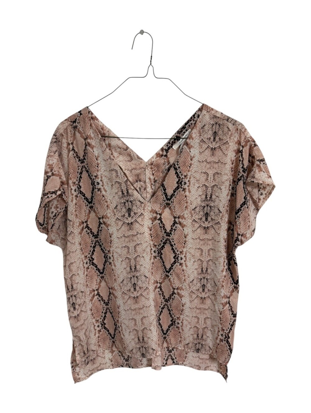 Caramela Womens Snake Print V-Neck Blouse Mob Wife Quiet Luxury Old Money Animal